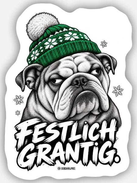 Grantige Weihnacht - Sticker Größe S (10 x 10 cm) - Mattweiß