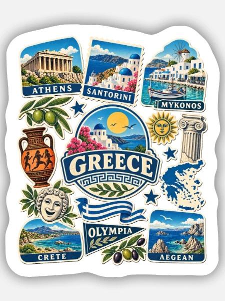 Griechenland Reisesticker - Sticker Größe S (10 x 10 cm) - Mattweiß