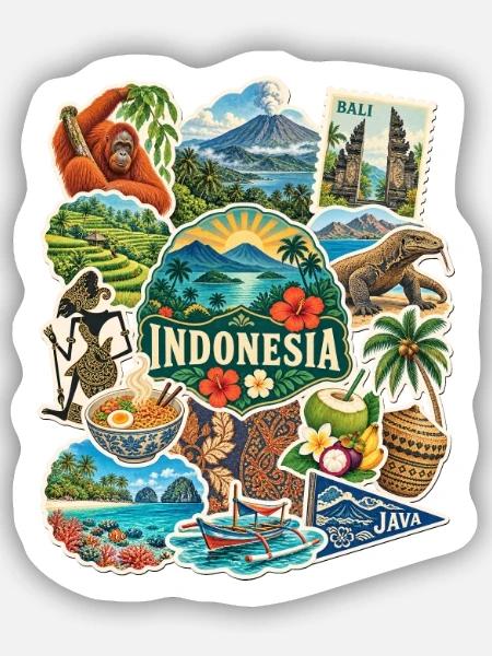 Indonesien Reisesticker - Sticker Größe S (10 x 10 cm) - Mattweiß