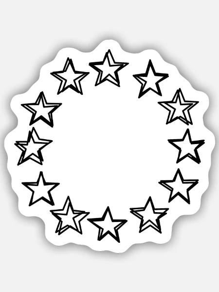 Sternenkranz handgezeichnet - Sticker Größe S (10 x 10 cm) - Mattweiß