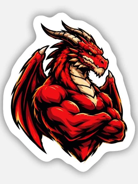 Feuerdrache Kraftbild - Sticker Größe S (10 x 10 cm) - Mattweiß