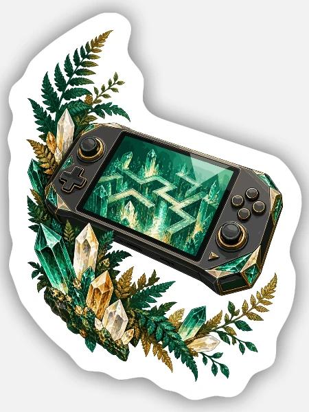 Kristallkonsole im smaragdgrünen Farnbogen - Sticker Größe S (10 x 10 cm) - Mattweiß