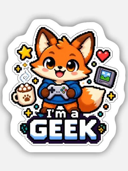 ICH BIN EIN NERD - Renard Coffee - Sticker Größe S (10 x 10 cm) - Mattweiß