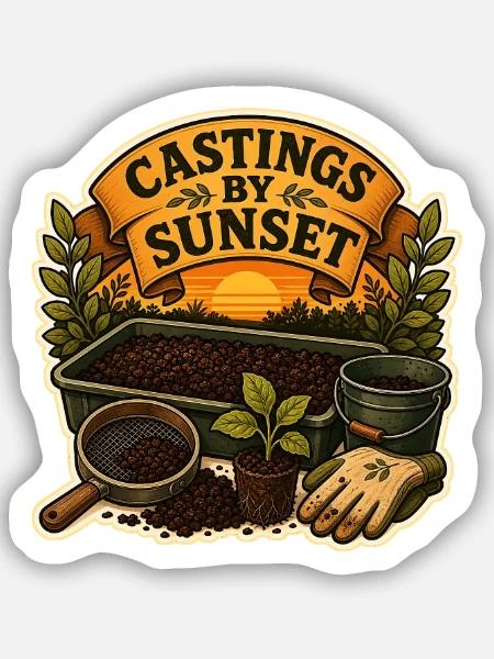 CASTINGS BY SUNSET - Sticker Größe S (10 x 10 cm) - Mattweiß
