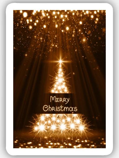 Leuchtender Glitzer-Weihnachtsbaum - Sticker Größe S (10 x 10 cm) - Mattweiß