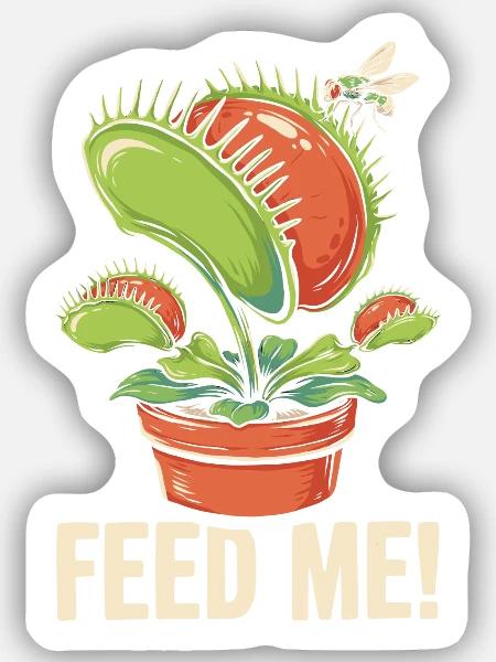Fress mich Venusfliegenfalle - Sticker Größe S (10 x 10 cm) - Mattweiß