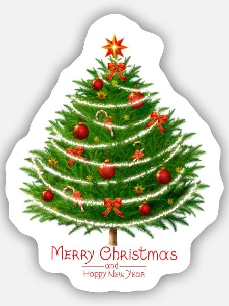 Weihnachtsbaum mit Kugeln. - Sticker Größe S (10 x 10 cm) - Mattweiß