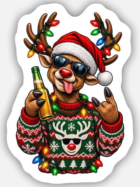 Ugly Christmas - Sticker Größe S (10 x 10 cm) - Mattweiß