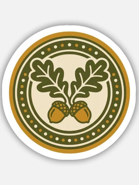 Eichenlaub Abzeichen Heimat Grafik - Sticker Größe S (10 x 10 cm) - Mattweiß