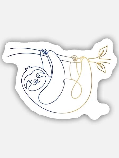 Faultier - Sticker Größe S (10 x 10 cm) - Mattweiß
