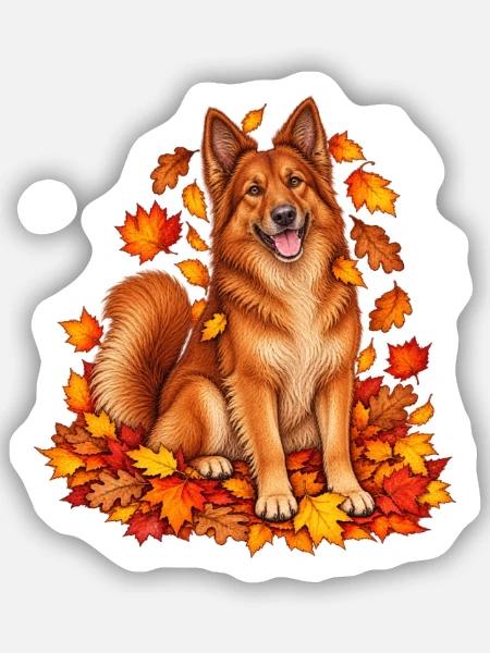 Harzer Fuchs im Herbstlaub - Sticker Größe S (10 x 10 cm) - Mattweiß
