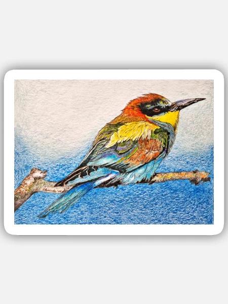 Vogel - Bienenfresser II. - Sticker Größe S (10 x 10 cm) - Mattweiß