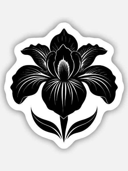 Irisblume - Sticker Größe S (10 x 10 cm) - Mattweiß