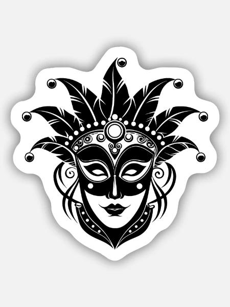 Karnevalsmaske - Sticker Größe S (10 x 10 cm) - Mattweiß
