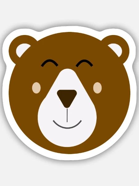 Süßer glücklicher brauner Bär - Sticker Größe S (10 x 10 cm) - Mattweiß