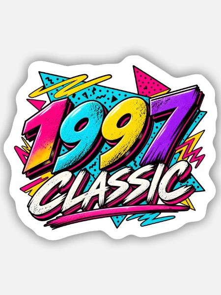 1997 Classic Neon Retro - Sticker Größe S (10 x 10 cm) - Mattweiß