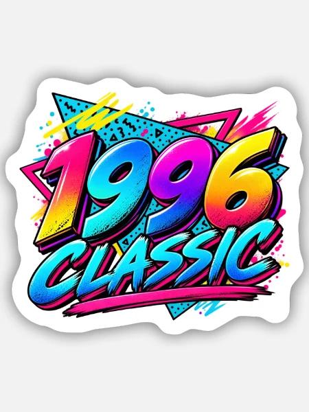1996 Classic Retro Neon - Sticker Größe S (10 x 10 cm) - Mattweiß