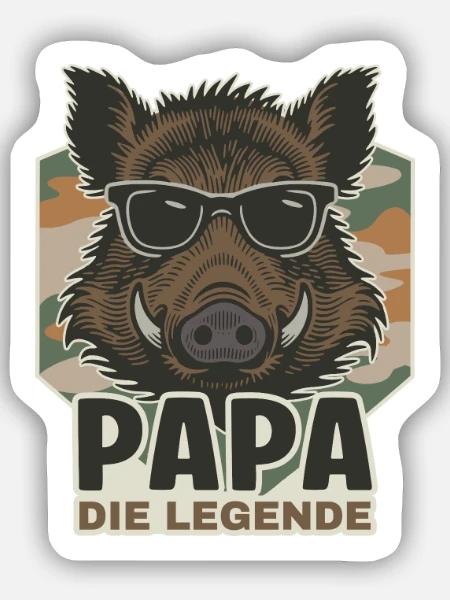 Papa die Legende Wildschwein - Sticker Größe S (10 x 10 cm) - Mattweiß