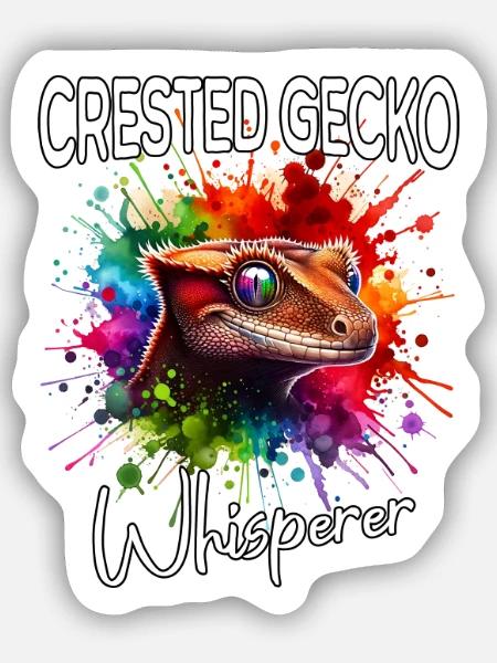 Kronengecko Flüsterer - Sticker Größe S (10 x 10 cm) - Mattweiß