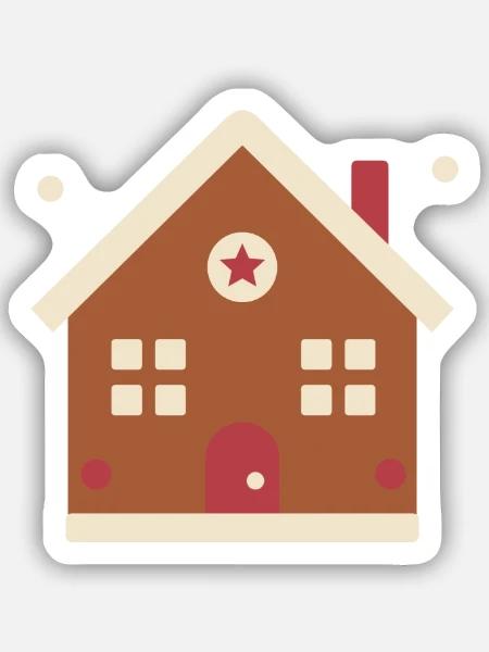 Lebkuchenhaus mit Zuckerguss – Weihnachten - Sticker Größe S (10 x 10 cm) - Mattweiß