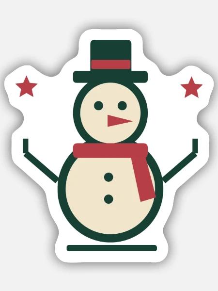Schneemann mit Schal und Zylinder – Winter - Sticker Größe S (10 x 10 cm) - Mattweiß