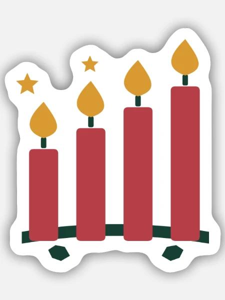 Vier Adventskerzen – ruhiges Weihnachtsmotiv - Sticker Größe S (10 x 10 cm) - Mattweiß