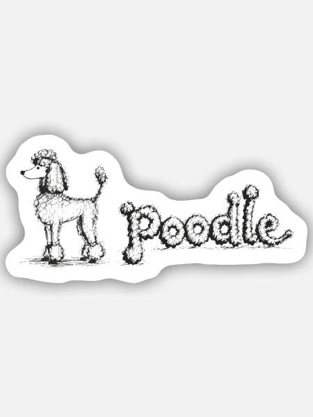 Pudel - Sticker Größe S (10 x 10 cm) - Mattweiß