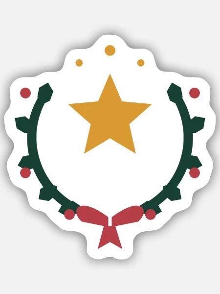 Weihnachtsstern im Kranz aus Winterzweigen - Sticker Größe S (10 x 10 cm) - Mattweiß