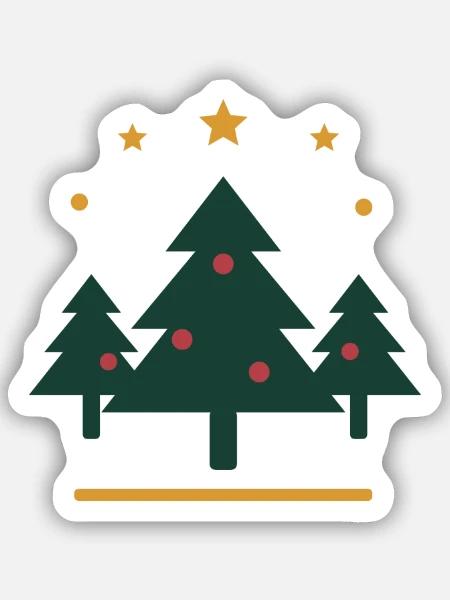 Tannenwald in der Sternnacht – Weihnachten - Sticker Größe S (10 x 10 cm) - Mattweiß