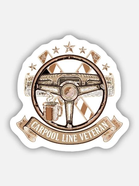 Carpool Veteranen Emblem - Sticker Größe S (10 x 10 cm) - Mattweiß