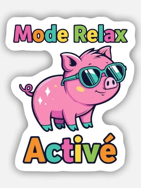 Entspannter Modus Active Funky Pig - Sticker Größe S (10 x 10 cm) - Mattweiß