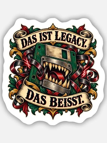 Legacy Beisst Kiefer Monster - Sticker Größe S (10 x 10 cm) - Mattweiß