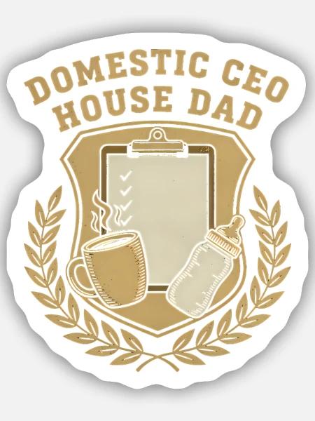 Domestic CEO Hausvater Design - Sticker Größe S (10 x 10 cm) - Mattweiß