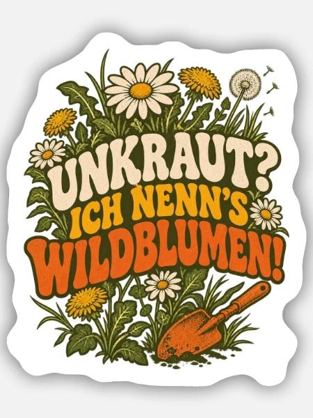 Unkraut? Ich nenn's Wildblumen - Sticker Größe S (10 x 10 cm) - Mattweiß