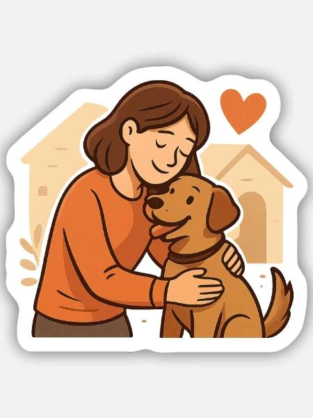 Geschenk für frischgebackene Tierheimhund-Halter - Sticker Größe S (10 x 10 cm) - Mattweiß