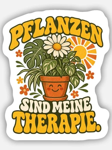 Pflanzen Therapie Gartenspruch - Sticker Größe S (10 x 10 cm) - Mattweiß