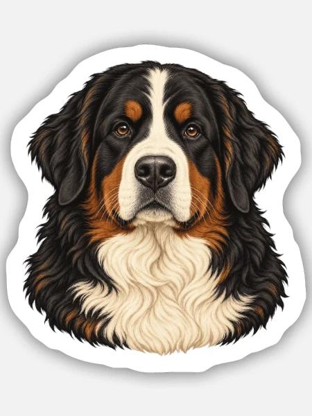 Berner Sennenhund – Treuer Blick - Sticker Größe S (10 x 10 cm) - Mattweiß