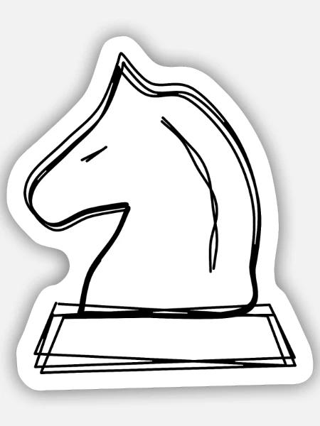 Schachspringer handgezeichnet - Sticker Größe S (10 x 10 cm) - Mattweiß