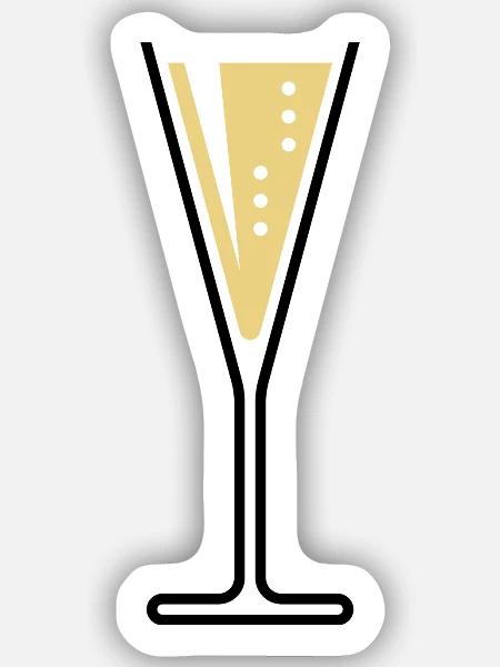 Sektglas (Sekt / Trichter / Offen / 2C) - Sticker Größe S (10 x 10 cm) - Mattweiß