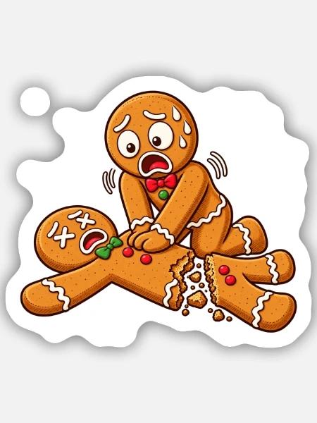 Lebkuchen Chaos: Zerrissenes Kekspaar - Sticker Größe S (10 x 10 cm) - Mattweiß
