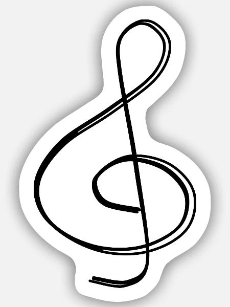 Violinschlüssel handgezeichnet - Sticker Größe S (10 x 10 cm) - Mattweiß