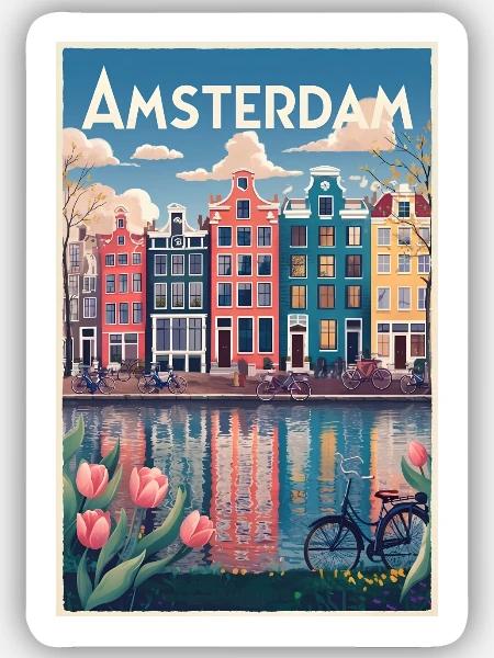 Amsterdamer Kanalporträt - Sticker Größe S (10 x 10 cm) - Mattweiß