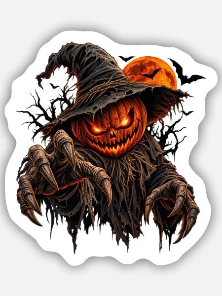 Grusel-Kürbisgeist im Finsterwald - Sticker Größe S (10 x 10 cm) - Mattweiß