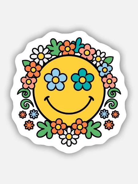 Blumenkranz Sonnenschein - Sticker Größe S (10 x 10 cm) - Mattweiß