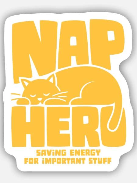 Schlafende Katze – Nap Hero - Sticker Größe S (10 x 10 cm) - Mattweiß