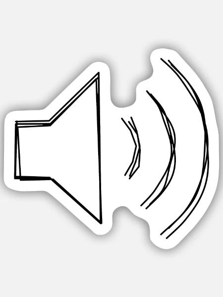 Lautsprecher Zeichen handgezeichnet - Sticker Größe S (10 x 10 cm) - Mattweiß