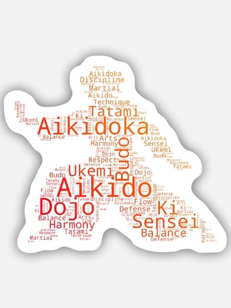 Selbstverteidigung Geschenkidee für Aikido-Prüfung - Sticker Größe S (10 x 10 cm) - Mattweiß