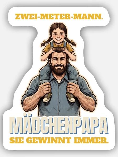 Zwei-Meter-Mann und Mädchenpapa - Sticker Größe S (10 x 10 cm) - Mattweiß