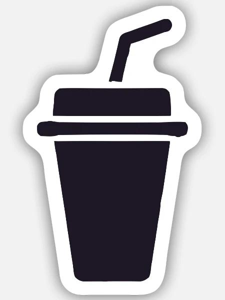 Kaffee-Becher Silhouette mit Stroh - Sticker Größe S (10 x 10 cm) - Mattweiß