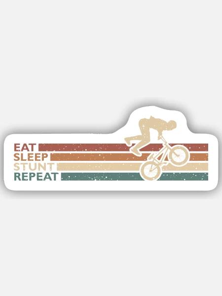 Eat Sleep Stunt Repeat BMX Design Für BMX Biker - Sticker Größe S (10 x 10 cm) - Mattweiß